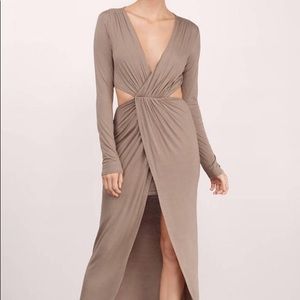 Taupe cutout maxi dress